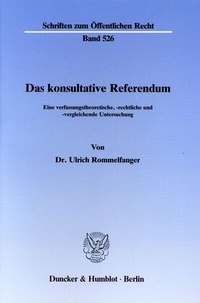 Abbildung von: Das konsultative Referendum. - Duncker & Humblot