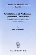 Cover: Grundpflichten als Verfassungsproblem in Deutschland. - Duncker & Humblot
