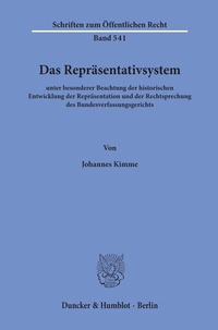 Abbildung von: Das Repräsentativsystem - Duncker & Humblot