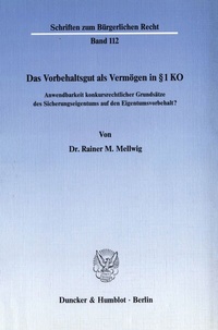 Abbildung von: Das Vorbehaltsgut als Vermögen in § 1 KO. - Duncker & Humblot