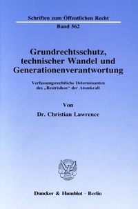 Abbildung von: Grundrechtsschutz, technischer Wandel und Generationenverantwortung. - Duncker & Humblot