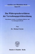 Cover: Das Widerspruchsverfahren der Verwaltungsgerichtsordnung. - Duncker & Humblot