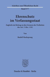 Abbildung von: Ehrenschutz im Verfassungsstaat. - Duncker & Humblot