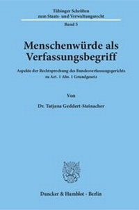 Abbildung von: Menschenwürde als Verfassungsbegriff. - Duncker & Humblot