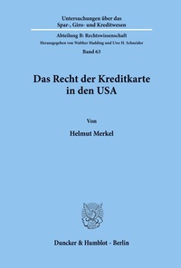 Abbildung von: Das Recht der Kreditkarte in den USA. - Duncker & Humblot