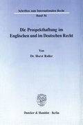 Cover: Die Prospekthaftung im Englischen und im Deutschen Recht. - Duncker & Humblot