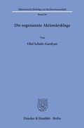 Abbildung von: Die sogenannte Aktionärsklage. - Duncker & Humblot
