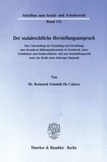 Cover: Der sozialrechtliche Herstellungsanspruch. - Duncker & Humblot