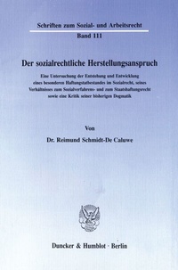 Abbildung von: Der sozialrechtliche Herstellungsanspruch. - Duncker & Humblot