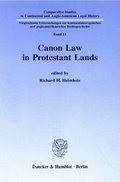 Cover: Canon Law in Protestant Lands. - Duncker & Humblot