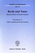 Cover: Recht und Natur. - Duncker & Humblot