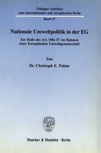 Bild: Nationale Umweltpolitik in der EG. - Duncker & Humblot