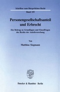 Cover: Personengesellschaftsanteil und Erbrecht. - Duncker & Humblot
