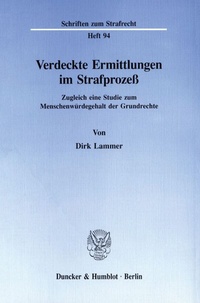 Abbildung von: Verdeckte Ermittlungen im Strafprozeß. - Duncker & Humblot