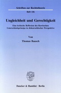 Cover: Ungleichheit und Gerechtigkeit. - Duncker & Humblot