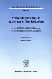 Abbildung von: Verwaltungsintegration in den neuen Bundesländern. - Duncker & Humblot