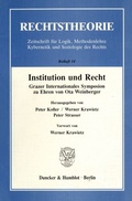Cover: Institution und Recht. - Duncker & Humblot