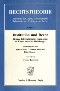 Enlarge image Cover: Institution und Recht. - Duncker & Humblot