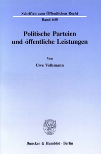 Abbildung von: Politische Parteien und öffentliche Leistungen. - Duncker & Humblot