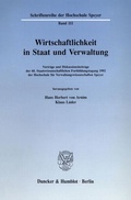 Cover: Wirtschaftlichkeit in Staat und Verwaltung. - Duncker & Humblot