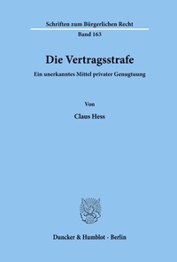 Abbildung von: Die Vertragsstrafe. - Duncker & Humblot
