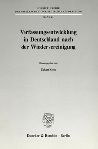 Abbildung von: Verfassungsentwicklung in Deutschland nach der Wiedervereinigung. - Duncker & Humblot