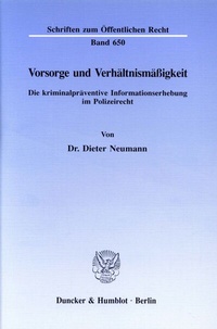 Abbildung von: Vorsorge und Verhältnismäßigkeit. - Duncker & Humblot