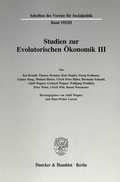 Cover: Studien zur Evolutorischen &Ouml;konomik III. - Duncker & Humblot