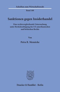 Abbildung von: Sanktionen gegen Insiderhandel. - Duncker & Humblot
