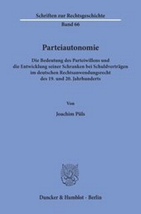 Abbildung von: Parteiautonomie. - Duncker & Humblot