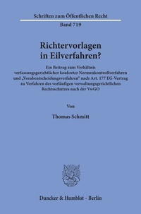 Abbildung von: Richtervorlagen in Eilverfahren? - Duncker & Humblot