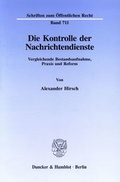 Cover: Die Kontrolle der Nachrichtendienste. - Duncker & Humblot