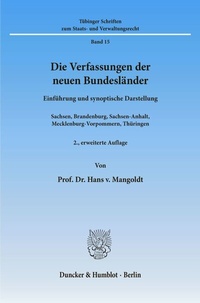 Abbildung von: Die Verfassungen der neuen Bundesländer. - Duncker & Humblot