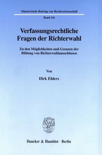 Abbildung von: Verfassungsrechtliche Fragen der Richterwahl. - Duncker & Humblot