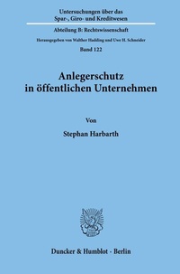 Abbildung von: Anlegerschutz in öffentlichen Unternehmen. - Duncker & Humblot