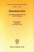 Cover: Quaestiones Iuris. - Duncker & Humblot