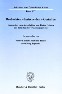 Abbildung von: Beobachten - Entscheiden - Gestalten. - Duncker & Humblot