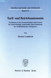 Abbildung von: Tarif- und Betriebsautonomie. - Duncker & Humblot