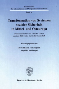 Abbildung von: Transformation von Systemen sozialer Sicherheit in Mittel- und Osteuropa. - Duncker & Humblot