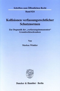 Abbildung von: Kollisionen verfassungsrechtlicher Schutznormen. - Duncker & Humblot