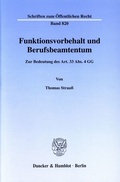 Cover: Funktionsvorbehalt und Berufsbeamtentum. - Duncker & Humblot