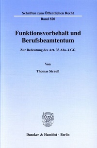 Abbildung von: Funktionsvorbehalt und Berufsbeamtentum. - Duncker & Humblot