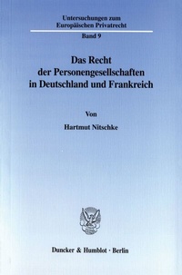 Abbildung von: Das Recht der Personengesellschaften in Deutschland und Frankreich. - Duncker & Humblot