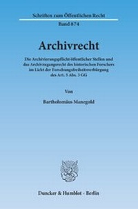 Abbildung von: Archivrecht. - Duncker & Humblot