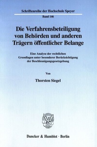 Abbildung von: Die Verfahrensbeteiligung von Behörden und anderen Trägern öffentlicher Belange. - Duncker & Humblot