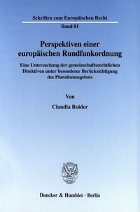 Abbildung von: Perspektiven einer europäischen Rundfunkordnung. - Duncker & Humblot