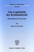 Cover: Zur Legitimit&auml;t der Kriminalstrafe. - Duncker & Humblot