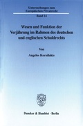 Bild: Wesen und Funktion der Verjährung im Rahmen des deutschen und englischen Schuldrechts. - Duncker & Humblot