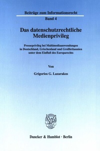 Abbildung von: Das datenschutzrechtliche Medienprivileg. - Duncker & Humblot