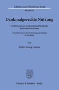 Cover: Denkmalgerechte Nutzung. - Duncker & Humblot